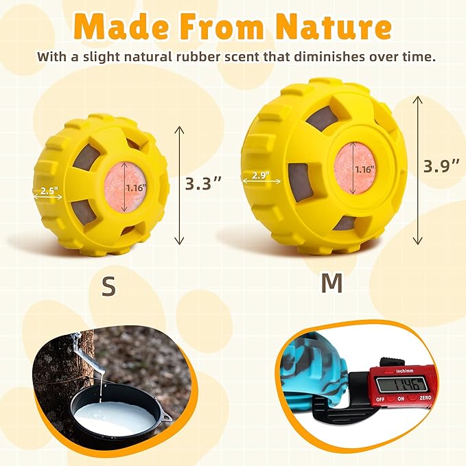 Dog Enrichment Toys, Interactive Dog Toy to Keep Your Pup Busy-Freeze Treat Dispensing,Freezable Fillable Rubber & Easy to Clean,Treat Dispensing Dogs-Slow Feeder, Christmas Dogs Toys, Lemon,S