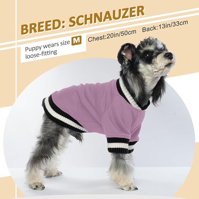 FUAMEY Dog Pullover Sweatshirt，Dog Winter Sweaters Warm Clothes Vest Thick Puppy Soft Pet Fleece Sweater Cute Doggie Boy Girl Outfit for Small Medium Dogs Lavender XS, X-Small(chest:15.3in)