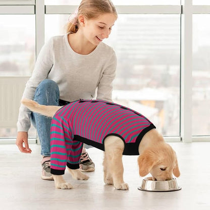 Kuoser Dog Recovery Suit, Anti Licking Dogs Rear Leg Sleeve, Abdominal Dog Surgical Suit with Pants Cover Protect Wounds, Dogs Elbow Protector Soft Pet Surgery Onesie Cone Alternative, Rose L