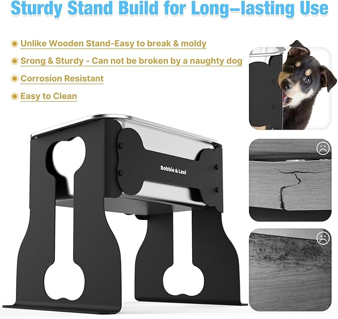 0.85 Gallon Dog Food Bowls Elevated, 10" Raised Dog Bowl with Stand for Medium Breed, Full Metal Feeding Station for Joint Pressure Relief, Easy Clean for Indoor Outdoor