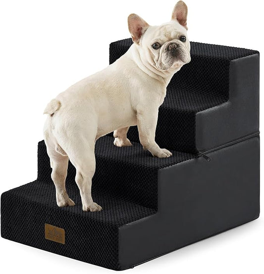 Dog Stairs for Small Dogs, 4 Tier Removable Pet Stairs for Couch and Bed, 17.7" H Dog Steps for Old Cats, Puppy, Small Dogs, 15.7x23.6x17.7 inch, Black