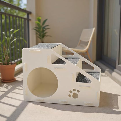 Pet Stairs - 42x32x32cm Non-Slip Cat Ladder, 4-Step Couch Ramp, High Bed Access for Small Medium Large Cats Dogs Indoor Play Area Steps | Soft Sturdy Foam Pet Furniture Easy Assembly Climbing Aid Use