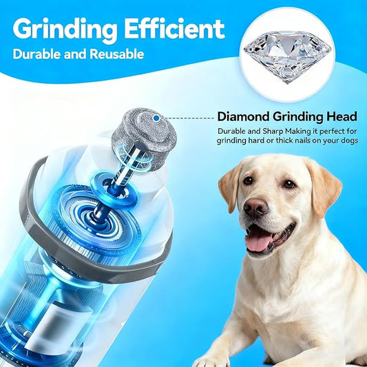 2025 Upgraded Silent Groom Pro Nail Grinder,2-Speed Dog Nail Trimmer with 2 Replacement Grinding Heads,Pet Paws Grooming Smoothing Tool for Cats and Dogs