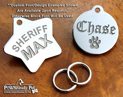 Stainless Steel Custom DEEP Engraved Pet ID Tags Personalized Front/Back Dog Tags for Dogs and Cats - Heart 1-1/8"x1-1/8 (2-Side Engraving)