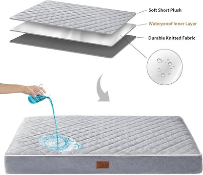 WNPETHOME Orthopedic XL Dog Beds Large Sized Dog, Waterproof Extra Large Dogs Bed with Removable Washable Cover, Multi-Needle Quilting Dogs Crate Bed