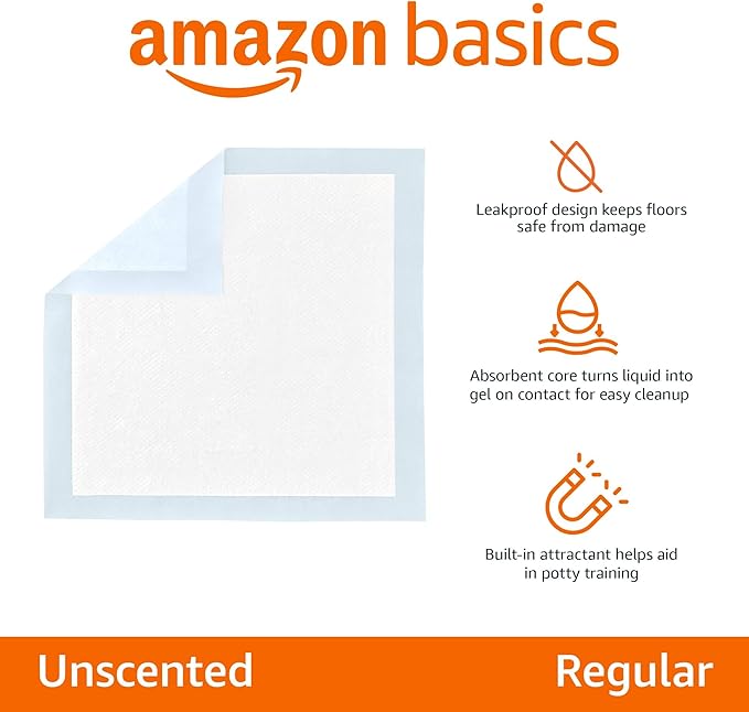 Amazon Basics Basic Disposable Dog Training Pads, Regular,30 Pack