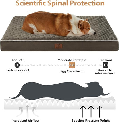 WNPETHOME Orthopedic Dog Bed for Crate, Waterproof Extra Large Dogs Bed with Removable Washable Cover, Multi-Needle Quilting Dogs Crate Beds