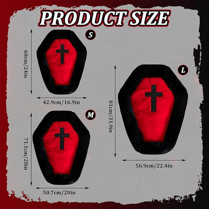 Cat Beds for Indoor Cats, Gothic Cat Beds Fits up to 40 lbs, Washble Coffin Dog Bed, Fluffy Pet Bed, Halloween House 32 * 22.4 Inch, Red & Black Large