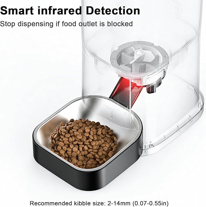 PGID Automatic Cat Feeder, 2.4G WiFi Automatic Dog Food Dispenser，Auto Dog Feeder with APP Control, 5L Timed Auto Cats Food Dispenser w 2-Way Audio for Multiple Pet