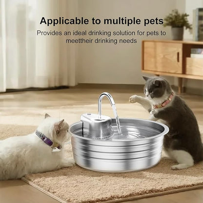 Cat Water Fountain Stainless Steel - 135OZ / 4L Large Capacity Pet Water Fountain for Cats Indoor - Ultra-Quiet Pump for Cats, Dogs Water Bowl Dispenser - Pets Feeding & Watering Supplies