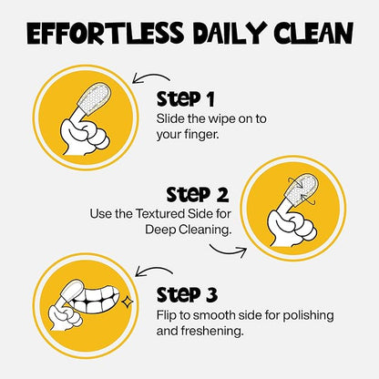 Dog Teeth Cleaning Wipes 60 Packs - Peanut Butter Dental Wipes to Reduce Plaque & Tartar for Dogs & Cats - Pet Dental Wipes for Oral Freshness