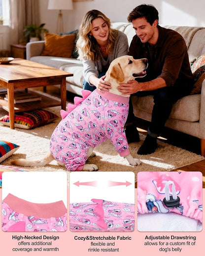 CuteBone Dinosaur Costume Dog Pajamas, Stretchy Spandex Crystal Velvet Sleepwear Coat for Small Dogs, Soft & Warm Pet Outfit Clothes for Cold Weather, Cozy Pullover Design COSP09XXL