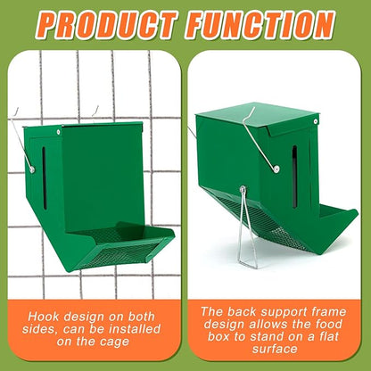 Maxcheck 2 Pcs Rabbit Feeder for Cages Viewing Window Small Animal Food Dispenser with Lid Metal Guinea Pigs Feeders Indoor Outdoor