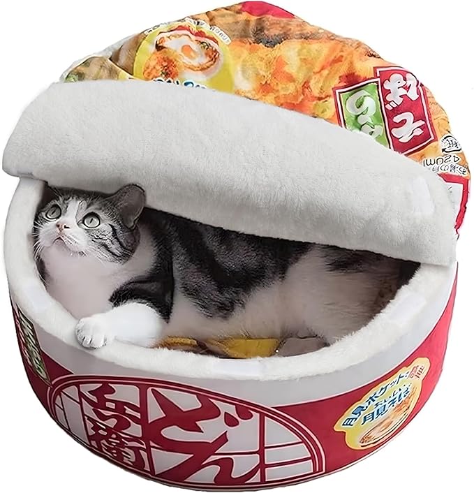 寵幸 Ramen Noodle Dog & Cat Bed,Keep Warm and Super Soft Creative Pet Nest for Indoor Cats,Removable Washable Cushion for Small Medium Large Dogs and Cats