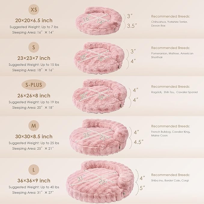 EHEYCIGA Small Dog Bed and Cat Couch - Fluffy Faux Rabbit Fur Pet Sofa with Washable Removable Cover, Waterproof and Non-Slip, 26 Inch, Pink