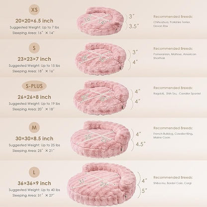 EHEYCIGA Small Dog Bed and Cat Couch - Fluffy Faux Rabbit Fur Pet Sofa with Washable Removable Cover, Waterproof and Non-Slip, 26 Inch, Pink