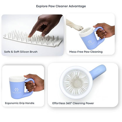 Dog Paw Washer Kit - Includes Paw Cleaner Cup, Towel, Pet Bath Brush & Moisturizing Balm - Dog Foot Washer for Muddy Paws, ideal for Small & Medium Dogs (Blue, Medium)