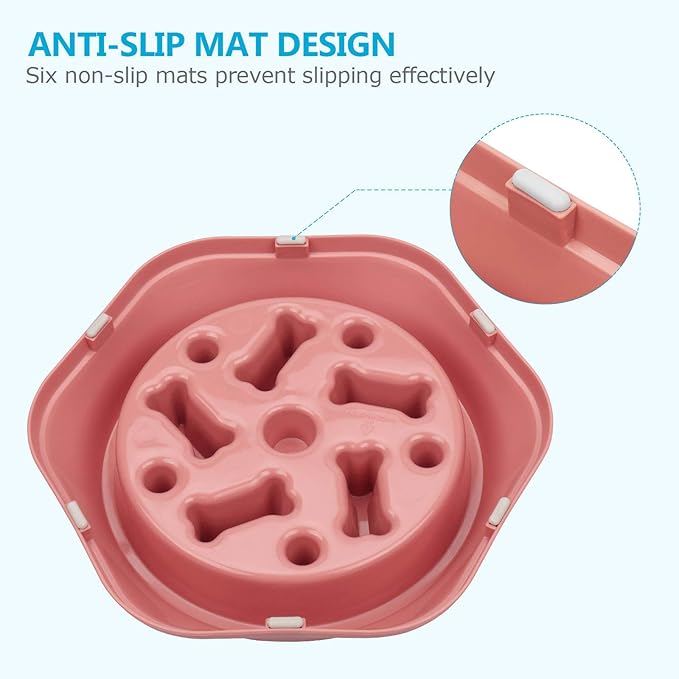 UPSKY Slow Feeder Dog Puzzle Bowl, Interactive Bloat Stop Non-Slide Lick Treat Bowl for Small Medium Dogs (Pink)