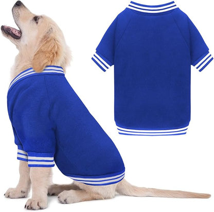 Dog Sweaters for Large Dogs, Brushed Fleece Dog Sweater Baseball Jacket Large Pet Sweater Clothes Soft Warm Boy Girl Pet(Blue-XL)