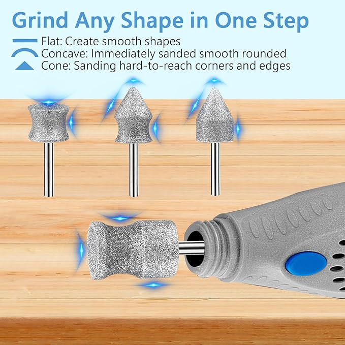RIUORKIE Diamond Rotary Nail Grinder Bits for Dog, 1/8" Diamond Dog Nail Attachment for Dremel Grinder Replacement Heads Pets Nail Care Clippers for Medium Large Dogs.