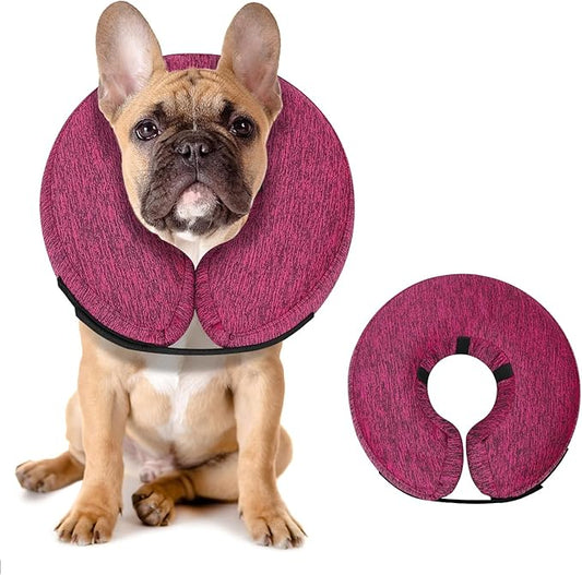 MIDOG Dog Cone - Inflatable Soft Donut Collar Alternative for Dogs After Surgery, Protective Recovery Collar Prevents Licking, Comfortable E-Collar Alternative for Small Medium Large Dogs (Rose, M)