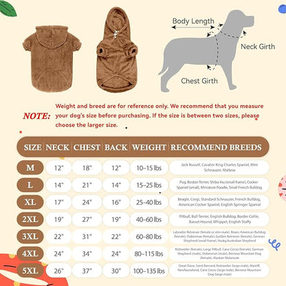 Dog Sweater,Dog Hoodies,Warm Fuzzy Fleece Sweatshirt with Hood & Pocket,Leash Hole,Cozy Cold Weather Pet Clothes Pet Sweater for Small,Medium,and Large Dogs(Coffee,XL)