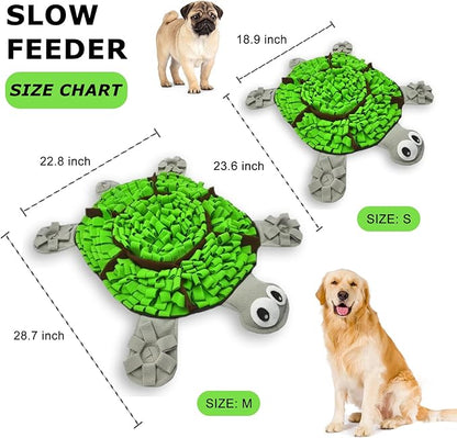 Snuffle Mat for Dogs, Tortoise-Themed Slow Feeder for Small/Middle/Large Breed, Durable Washable Portable Pet Feeding Mat, Nose Work Training Pad, Anxiety Relief & Mental Stimulation(M, Green)