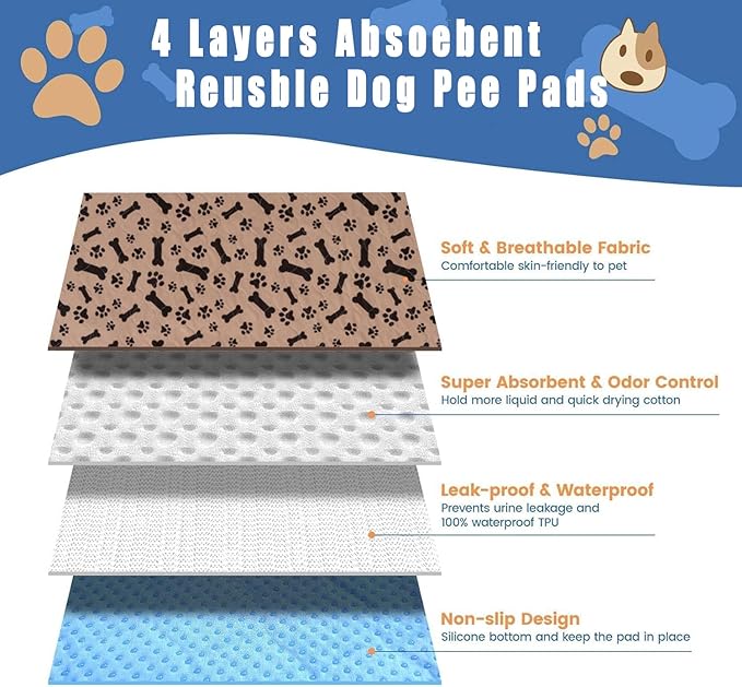 Puppy Pad with Pheromones, Puppy Pad Pee Pads, 100% Waterproof Reusable Washable Pee Pads for Dog & Cat, Absorbent/Leak-Proof/Anti-Slip Pet Training Pads (Coffee Brown, S:15.7×23.6"（Pack of 2）)