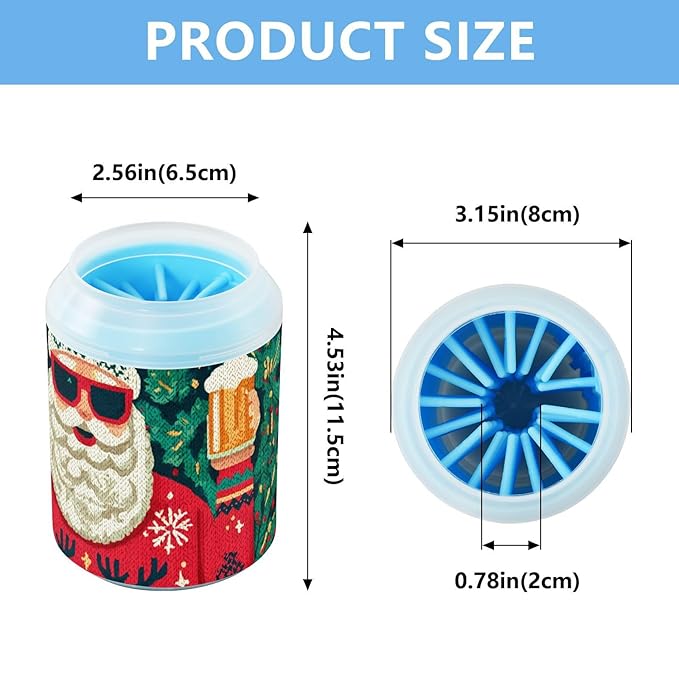 Dog Paw Cleaner Mudbuster Dog Foot Washer for Small Medium Large Dogs Cats Premium Pet Supplies Green Christmas Santa Claus Snowflakes