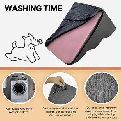 Dog Stairs to high beds, 3-step dog stairs for dogs to get on bed couch high 16"-20 inch, dog pet stairs for small large dogs cats climbing to bed, Non-Slip balanced doggy Grey (23.7*15.8*15.8 IN 33D)