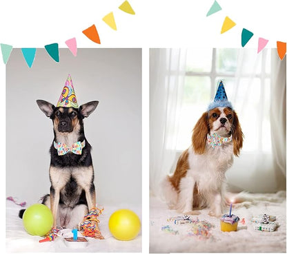 Unqiue Style Paws Birthday Dog Collar, Soft and Cute Dog Bow Tie, Durable Pet Collar with Bow Adjustable Bow Dog Collar for Medium Dogs
