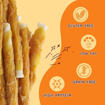 Jungle Calling Dog Treats, Chicken Wrapped Rawhide Sticks for Dogs, Grain-Free Natural Small Dogs Training Treats, Edible Pet Chew Snacks,10.6 oz (Pack of 2)