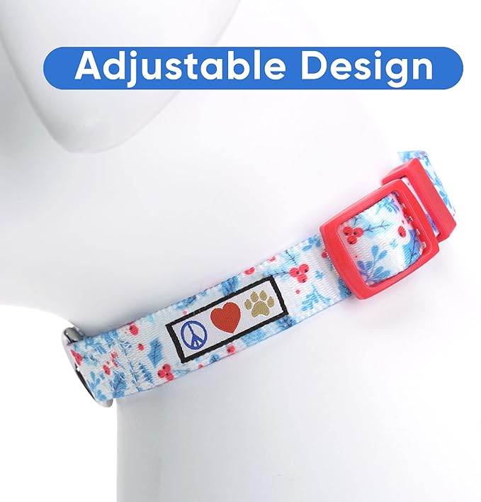 Pawtitas Soft Adjustable Puppy Collar Leash Harness Sold Separately Personalized Customizable Dog Collar Embroidered Customize Pet Name Phone Number Christmas Dog Collar Medium Teal Mistletoe