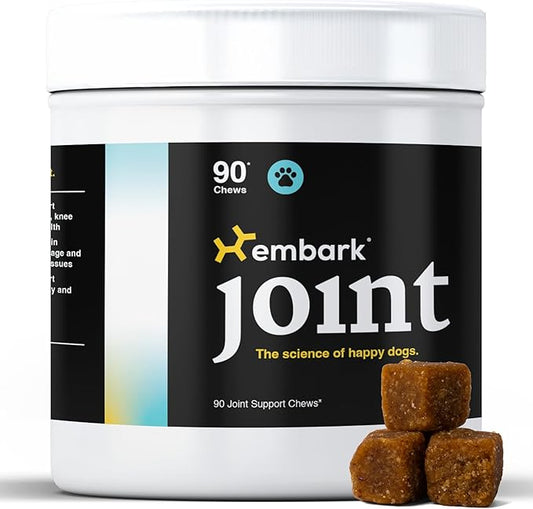 Embark Joint Supplement for Dogs – Glucosamine, Chondroitin, Hip and Joint Supplement, Supports Joint Health– Vet-Formulated with All-Natural Ingredients – 90 Soft Chews for Small and Large Breed Dogs