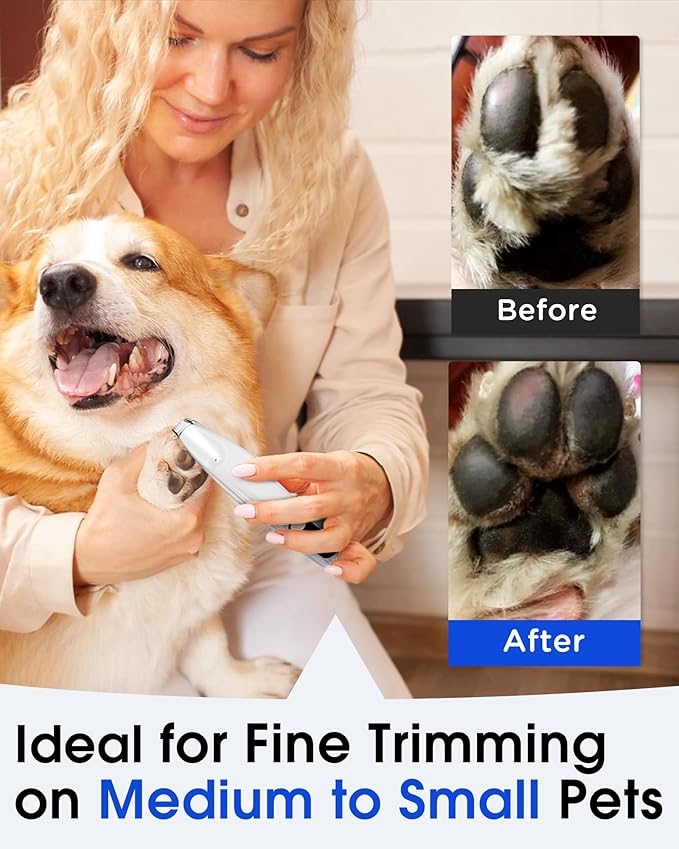 Upgraded Dog Paw Trimmer with LED Light, 9 mm Mini Blade (0.35 inches), Smart Display, Type-C Rechargeable Pet Clippers for Small Dogs Cats Trimming Paws, Eyes, Ears, Face, and Rump
