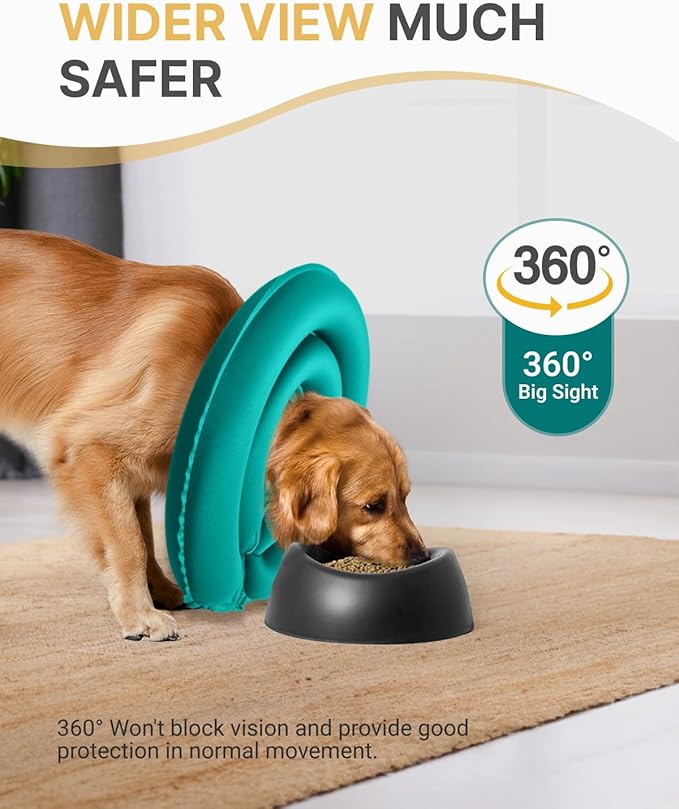 MIDOG Soft Inflatable Dog Cone - Comfortable Alternative After Surgery That Doesn't Block Vision, Patented Donut Recovery Collar Prevents Licking for Large & Medium Dogs (XS)