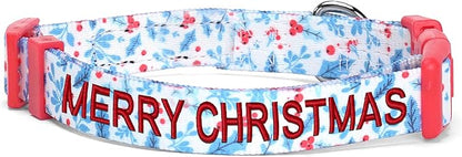 Pawtitas Personalized Dog Collar Dog Soft Adjustable Puppy Collar Customizable Embroidered add Pet Name Phone Number or Phrase Medium Teal Mistletoe
