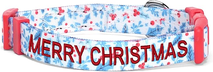 Pawtitas Personalized Dog Collar Dog Soft Adjustable Puppy Collar Customizable Embroidered add Pet Name Phone Number or Phrase Small Teal Mistletoe