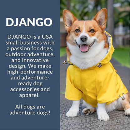 DJANGO Highland Dog Jacket & Raincoat – Water-Repellent, Lined Dog Coat with Hood, Adjustable Fit & Harness Hole – Lightweight Rain & Wind Jacket for Small & Medium Dogs up to 30 lbs (Pink, Large)