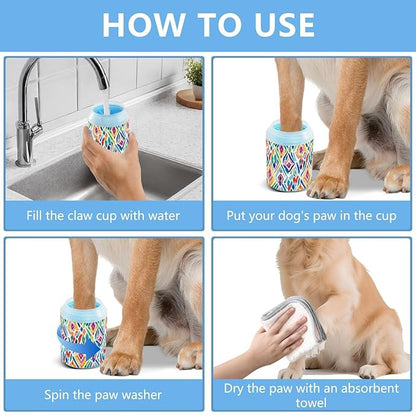 Dog Paw Cleaner Cups for Dogs Pets Foot Washer Paw Scrubber for Medium Small Cats Dogs Cleaning Cup Watercolor Pop Art
