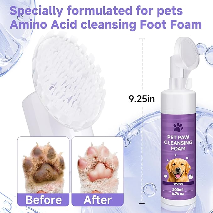 Dog Paw Cleaner Kit – Paw Cleaning fo rall Dogs & Puppy Silicone Scrubber Brush – pH Balanced Gentle No-Rinse Wash Scrubber, Foot Cleansing Bubble – Includes Dog Paw Balm&Towel