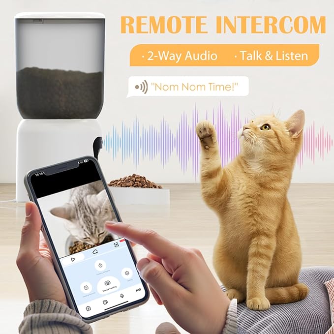 Automatic Cat Feeder with 2K HD Camera, 2.4/5G WiFi 6L Pet Feeder Automatic for Cats & Dogs, Dog Automatic Feeder APP Control, Programmable Cat Food Dispenser with Night Vision,Two-Way Audio (White)