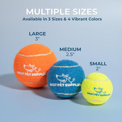 Best Pet Supplies Interactive Squeaky Dog Chew Toy, Ideal Dog Toys for Chewers, Small, Medium & Large Dogs, and Fetch Lovers - Tennis (Assorted Color), Small (Pack of 8)
