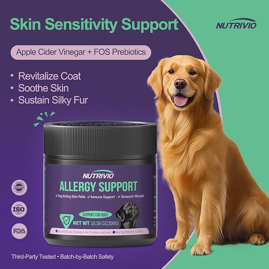 Dog Allergy Chews, Allergy Relief for Dogs Itching Skin, Treatment for Ears Paws Licking, Skin and Coat Supplement, Probiotics, Omega-3, Dog Anti Itch Chews 300g/10.58oz