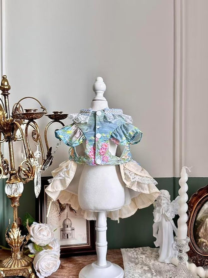 Fashion Sweet Puppy Dog Lace Princess Dress for EXTRAL Small and Small Dog B-Blue X-Small