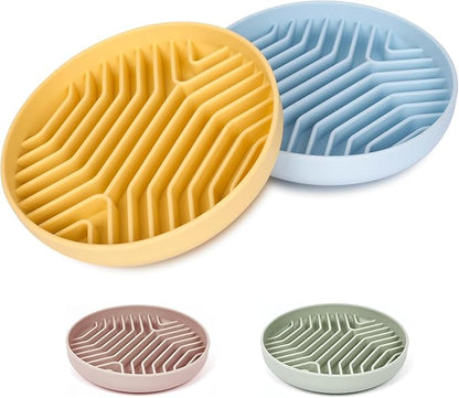 Slow Feeder Dog Bowls 2PCS, Puzzle Silicone Dog Feeding Bowls with Suction Cups, Anti-Choking, Non-Slip Design, Reduces Boredom, Anxiety, Ideal for Medium to Small Dogs & Cats - XAQMHSW