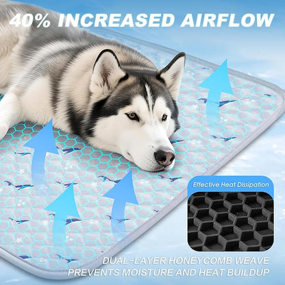 Dog Cooling Mat, Cooling Mat for Dogs, Breathable Dog Bed with Non-Slip Design, Portable & Washable Pet Pad for Indoor, Outdoor, Crate, Summer Cat Bed, Cool Pet Pad, Gel-Free, 39"x58"