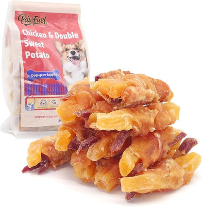 Dog Treats Chicken Wrapped Double Sweet Potato Containing 1% Taurine High-protein Dog jerky Meat Dry Dental Care Snack Suitable For Small, Medium Large Dogs For Eating Training Rewards. 14.11 Oz