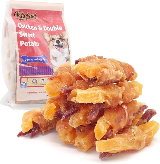 Dog Treats Chicken Wrapped Double Sweet Potato Containing 1% Taurine High-protein Dog jerky Meat Dry Dental Care Snack Suitable For Small, Medium Large Dogs For Eating Training Rewards. 14.11 Oz