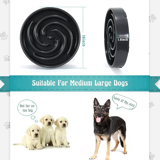 Slow Feeder Large Dog Bowl - Maze Puzzle Bowl for Medium to Large Dogs - Non Slip, Interactive, Bloat Stop, Healthy Feeding Dish - Gray